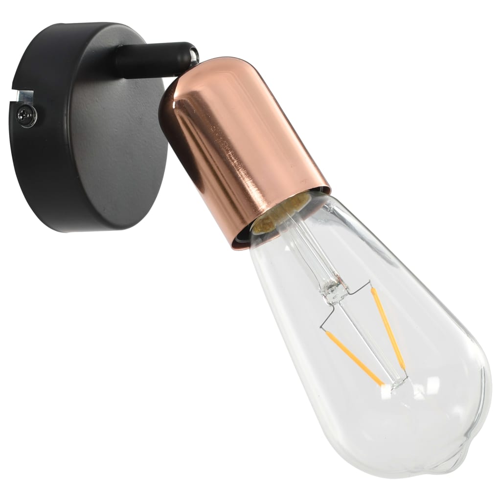 Faretti 2 pz con Lampadine a Incandescenza 2 W Nero e Rame E27