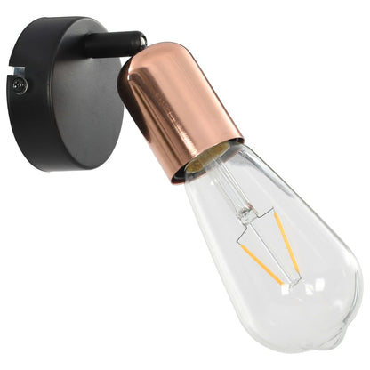 Faretti 2 pz con Lampadine a Incandescenza 2 W Nero e Rame E27