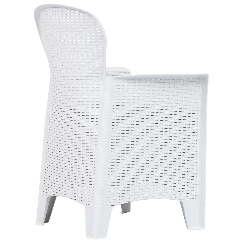 Set da BistrÃƒÂ² 3 pz in Plastica Stile Rattan Bianco