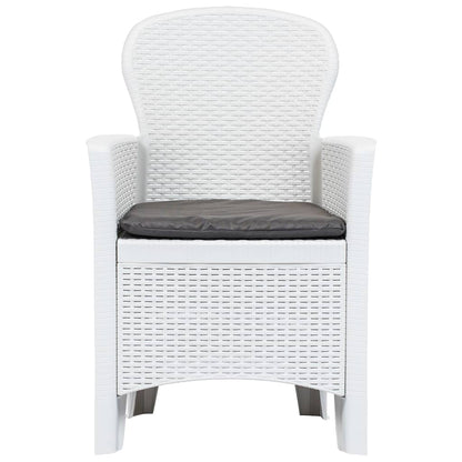 Set da BistrÃƒÂ² 3 pz in Plastica Stile Rattan Bianco