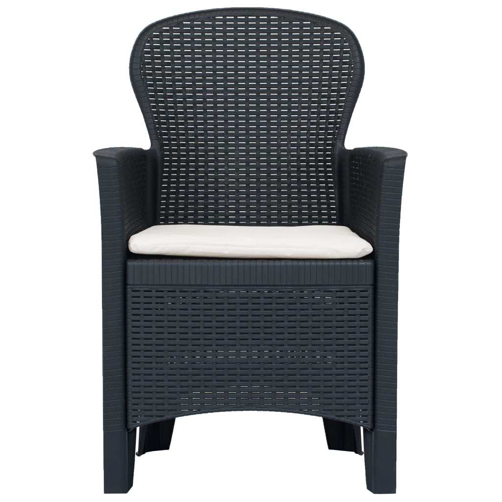 Set da BistrÃ² 3 pz in Plastica Stile Rattan Antracite