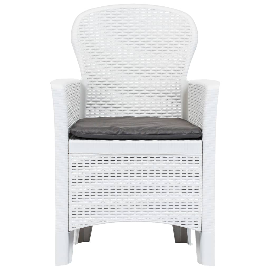 Set Pranzo da Giardino 9 pz in Plastica Stile Rattan Bianco