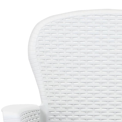 Set Pranzo da Giardino 9 pz in Plastica Stile Rattan Bianco