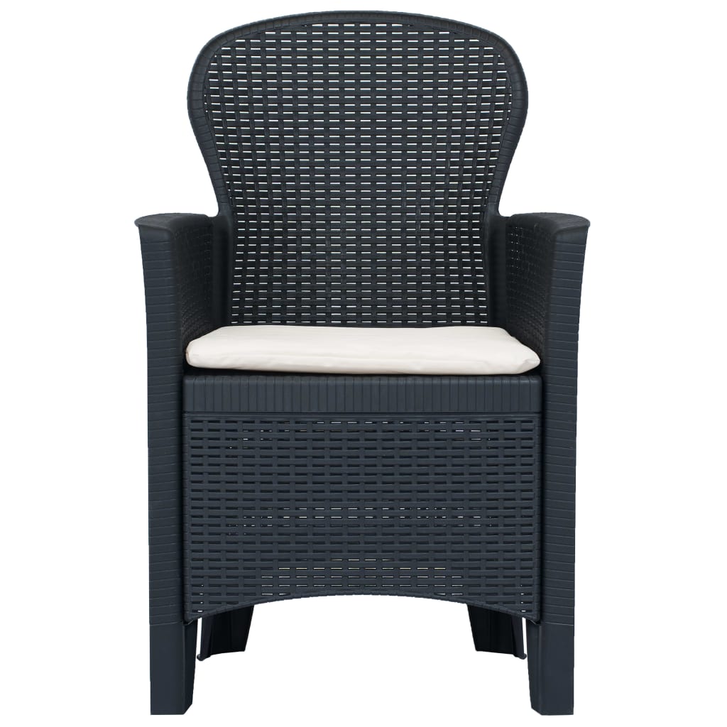 Set da BistrÃ² 3 pz in Plastica Stile Rattan Antracite