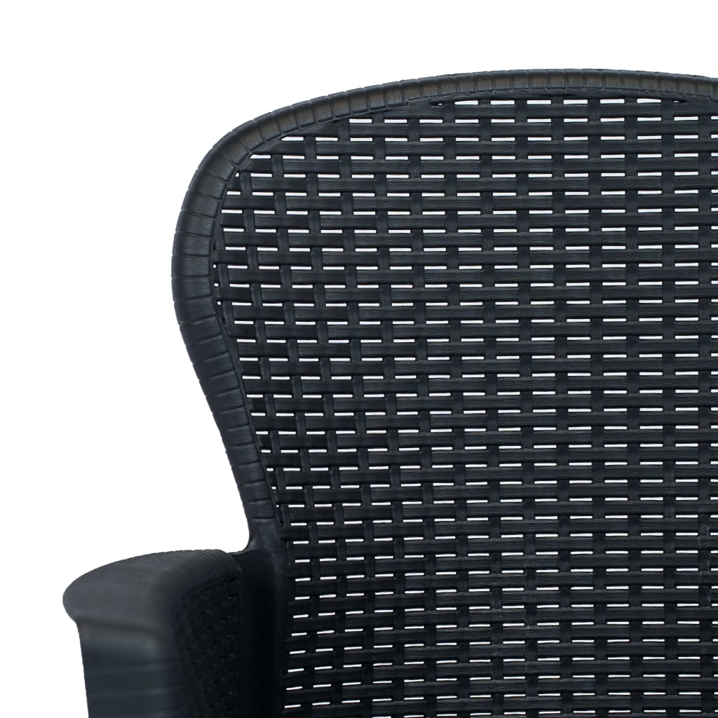 Set da Pranzo da Giardino 5 pz in Plastica Stile Rattan Antracite