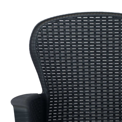Set da Pranzo da Giardino 5 pz in Plastica Stile Rattan Antracite