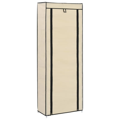 Scarpiera con Rivestimento in Tessuto Crema 57x29x162 cm