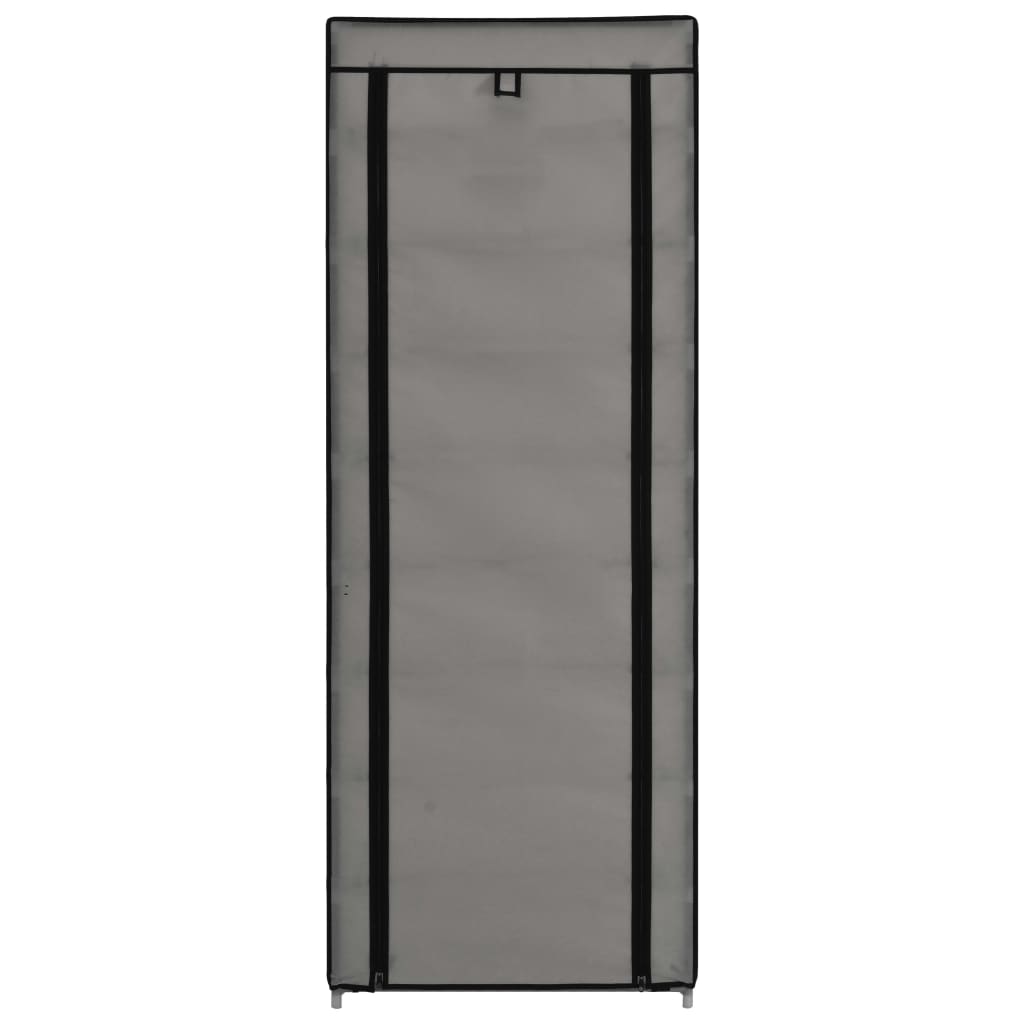 Scarpiera con Rivestimento in Tessuto Grigio 57x29x162 cm