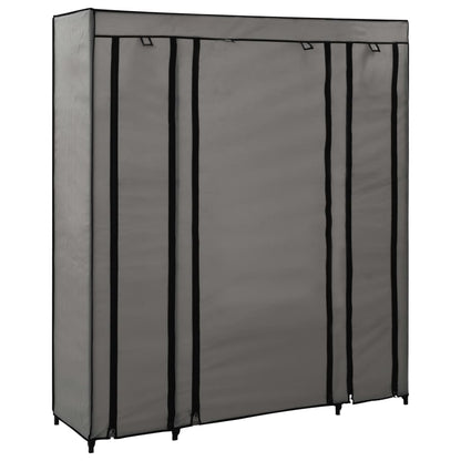 Armadio con Scomparti e Aste Grigio 150x45x176 cm in Tessuto