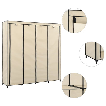Guardaroba con 4 Scomparti Crema 175x45x170 cm