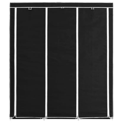 Armadio con Scomparti e Aste Nero 150x45x175 cm in Tessuto