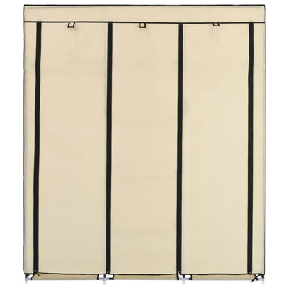 Armadio con Scomparti e Aste Crema 150x45x175 cm in Tessuto