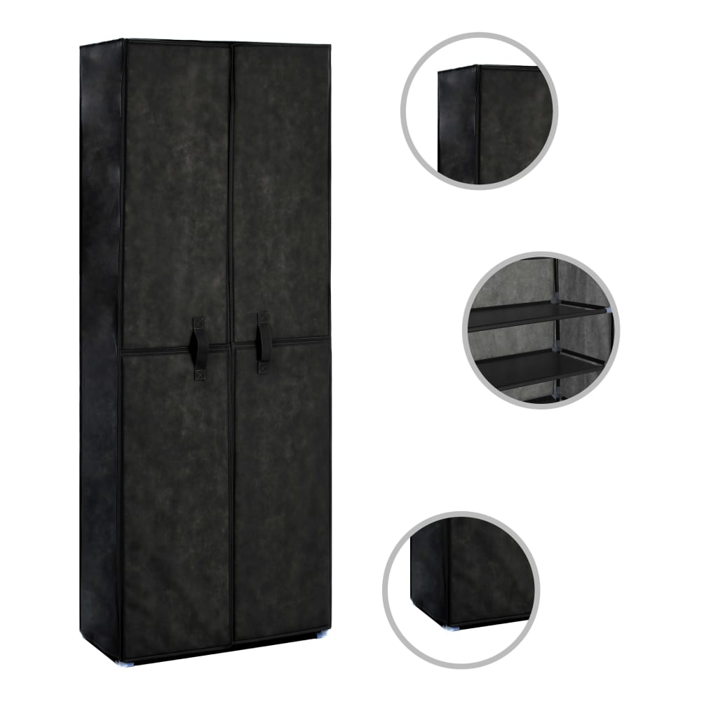 Scarpiera Nera 60x30x166 cm in Tessuto