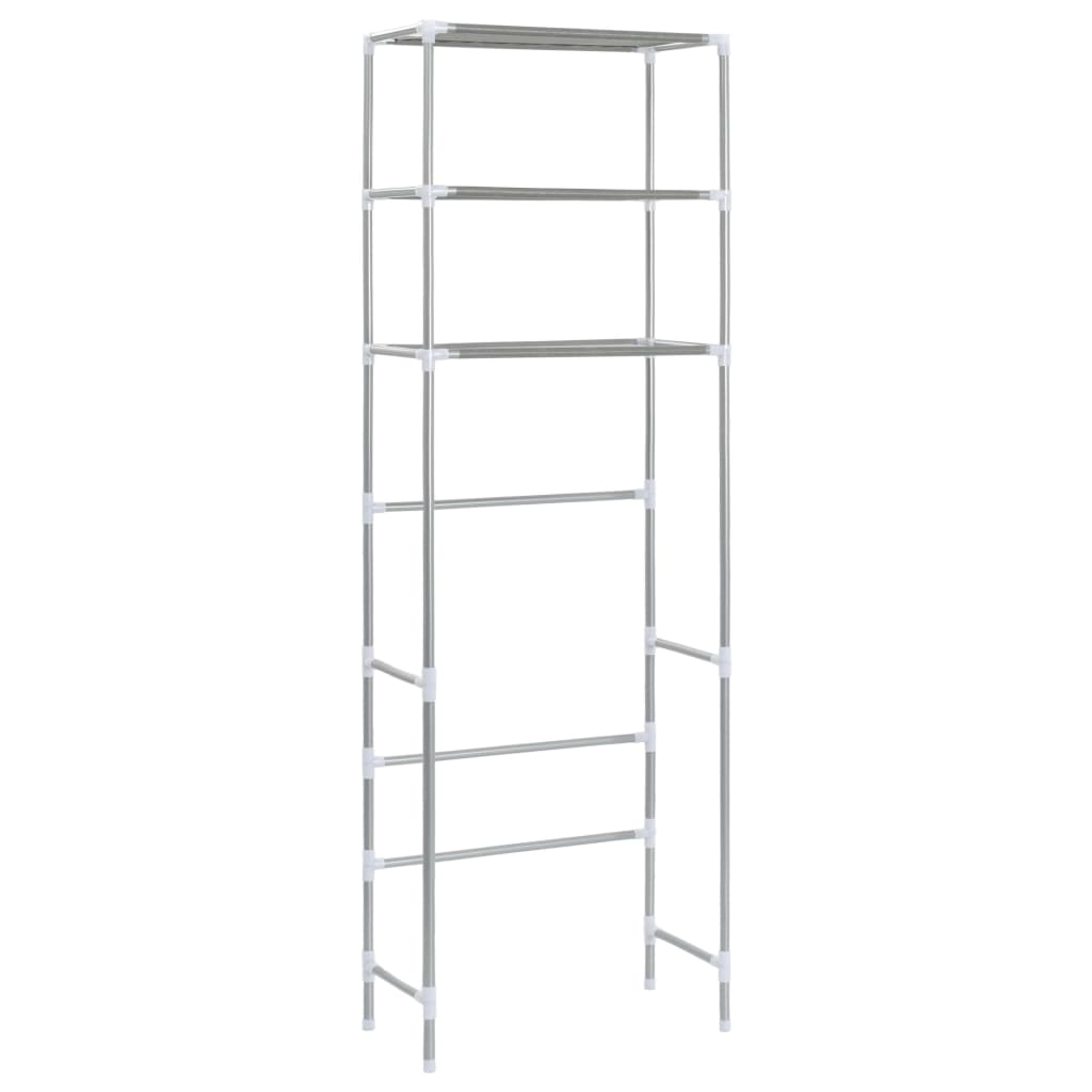 Scaffale per Bagno con 3 Ripiani Argento 53x28x169 cm