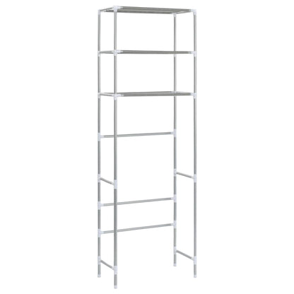 Scaffale per Bagno con 3 Ripiani Argento 53x28x169 cm