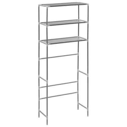 Scaffale per Lavatrice con 3 Ripiani Argento 69x28x169 cm