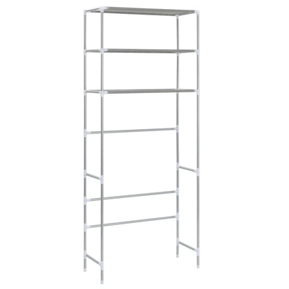 Scaffale per Lavatrice con 3 Ripiani Argento 69x28x169 cm