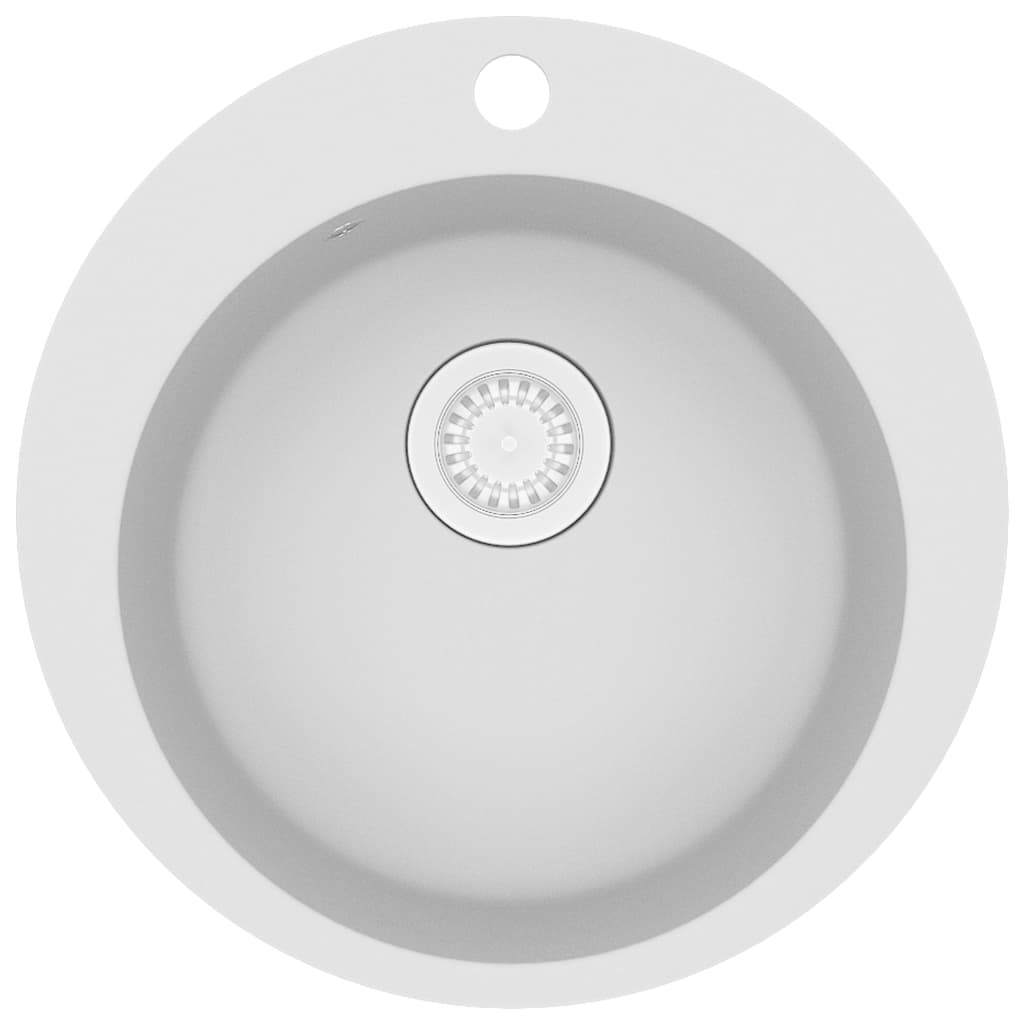 Lavello da Cucina in Granito Vasca Singola Tonda Bianco