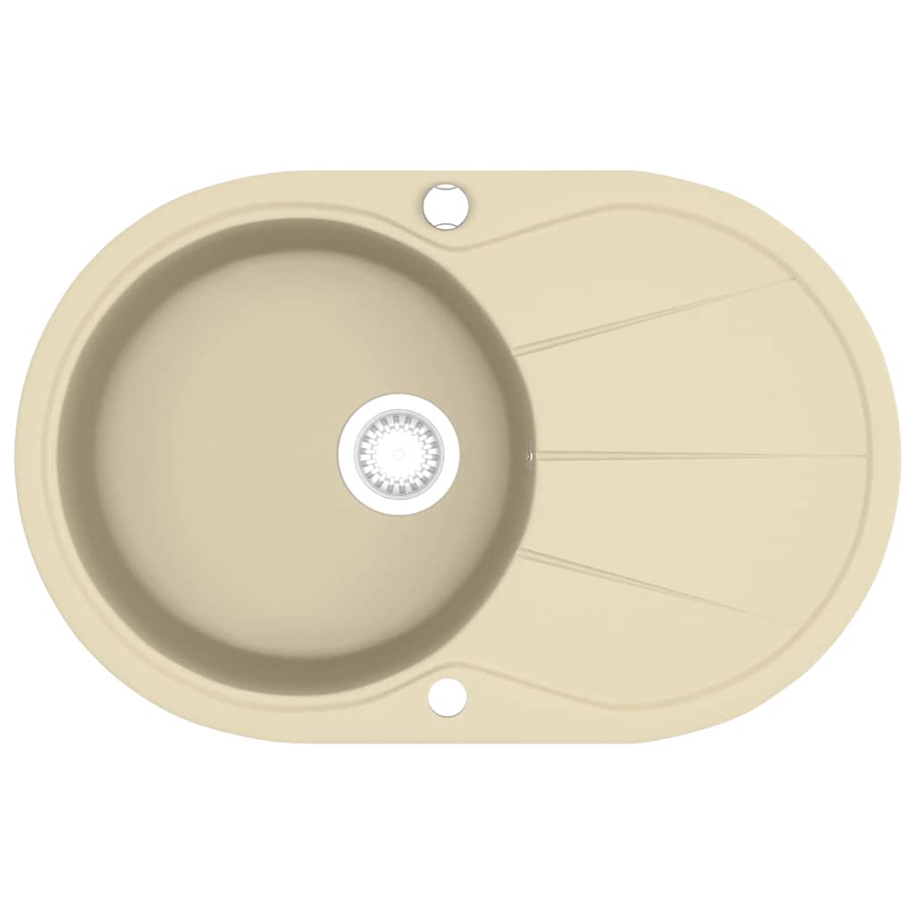 Lavello da Cucina in Granito Vasca Singola Ovale Beige