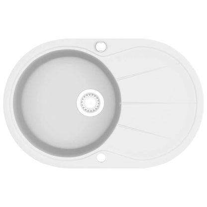 Lavello da Cucina in Granito Vasca Singola Ovale Bianco