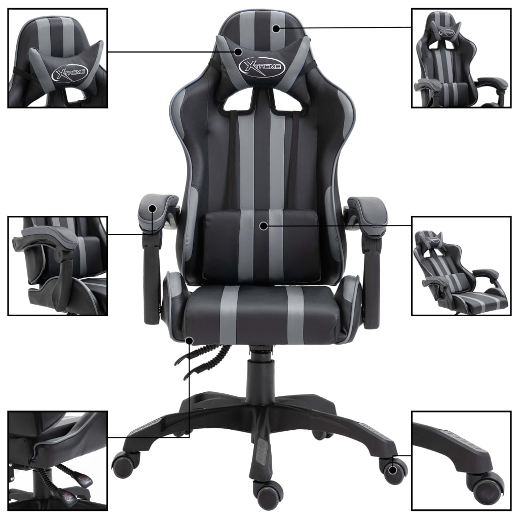 Sedia da Gaming Grigia in Similpelle