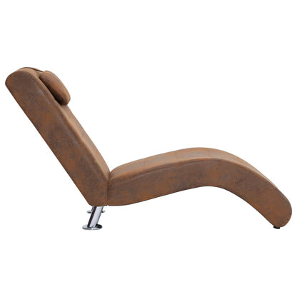 Sdraio con Cuscino Marrone in Pelle Sintetica Scamosciata