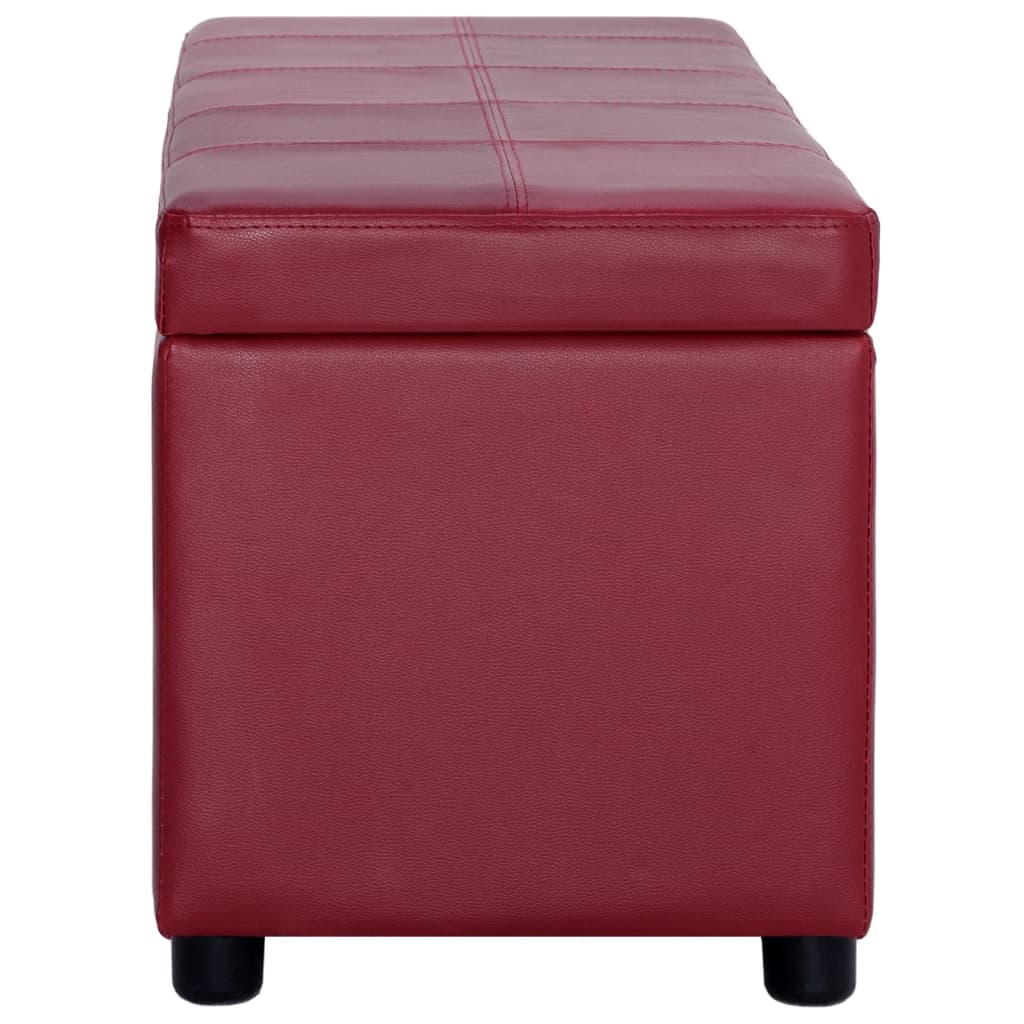 Panca con Vano Portaoggetti 116 cm Rosso Vino in Similpelle