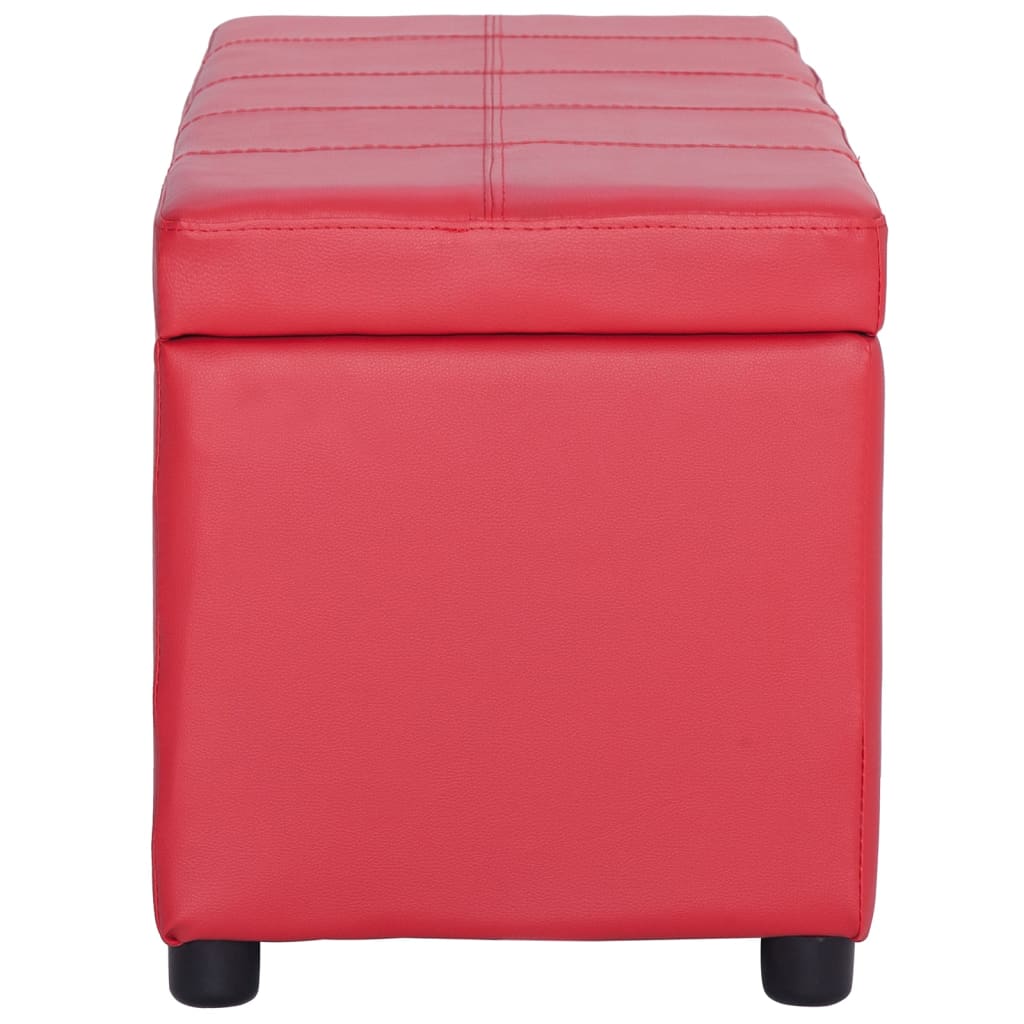 Panca con Vano Portaoggetti 116 cm Rosso in Similpelle