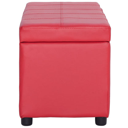 Panca con Vano Portaoggetti 116 cm Rosso in Similpelle