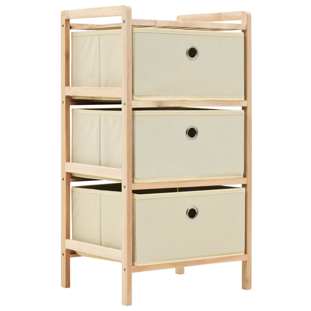 Scaffali con 3 Cesti in Tessuto 2 pz in Legno di Cedro Beige