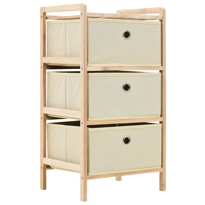 Scaffali con 3 Cesti in Tessuto 2 pz in Legno di Cedro Beige