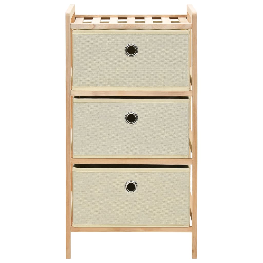 Scaffali con 3 Cesti in Tessuto 2 pz in Legno di Cedro Beige
