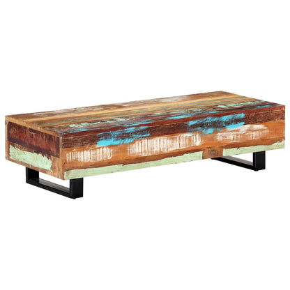 Tavolino da CaffÃ¨ 120x50x30cm Legno Massello Recuperato Acciaio