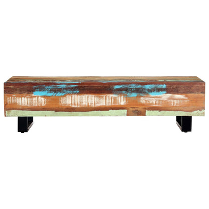 Tavolino da CaffÃ¨ 120x50x30cm Legno Massello Recuperato Acciaio