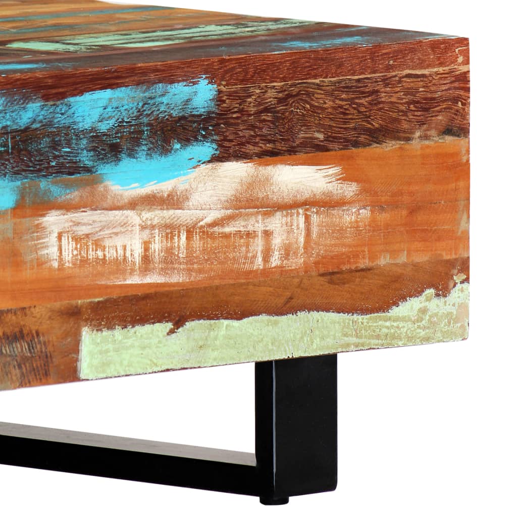 Tavolino da CaffÃ¨ 120x50x30cm Legno Massello Recuperato Acciaio