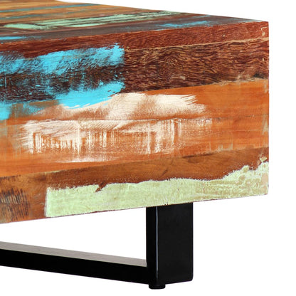 Tavolino da CaffÃ¨ 120x50x30cm Legno Massello Recuperato Acciaio