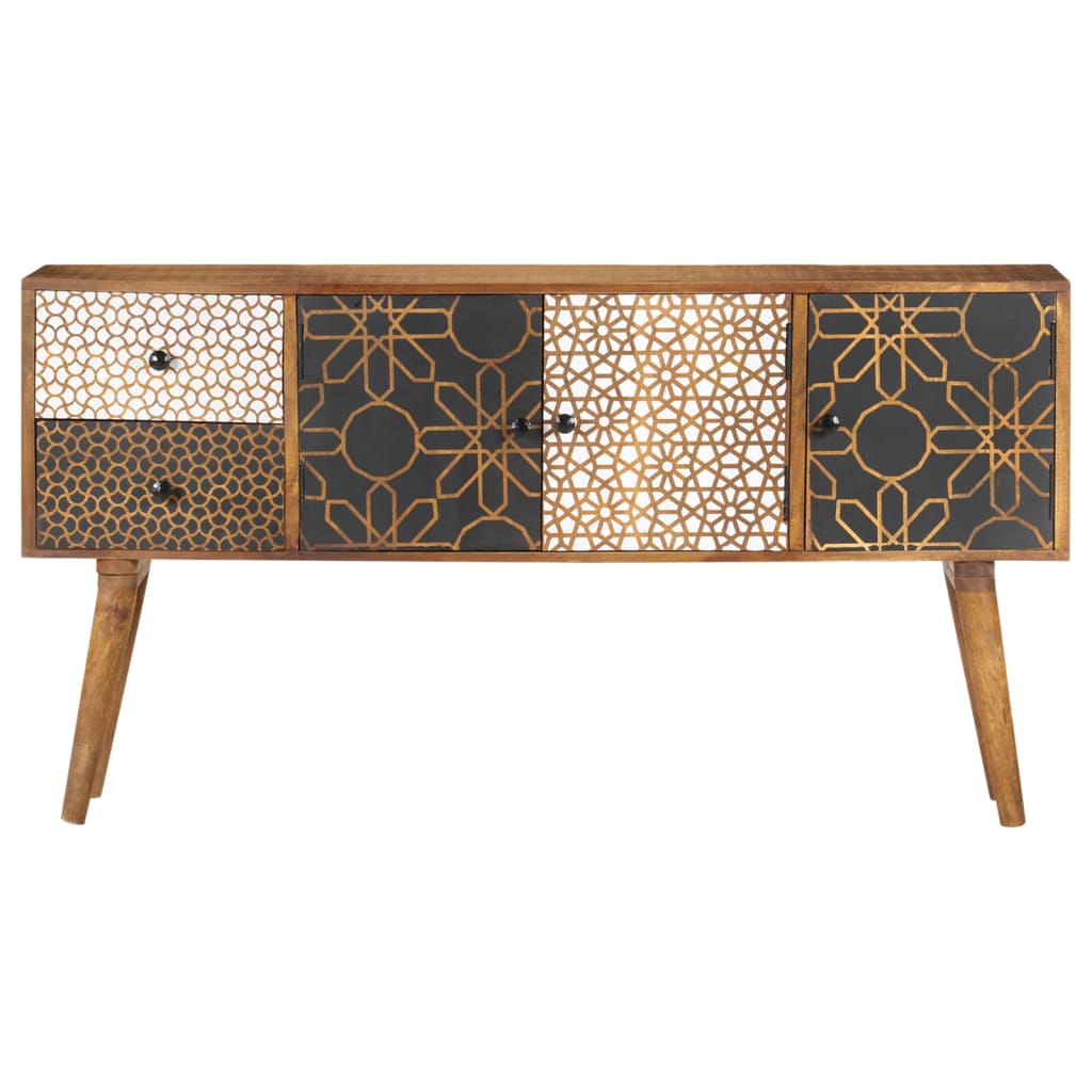 Credenza con Motivo Stampato 130x30x70 cm in Massello di Mango