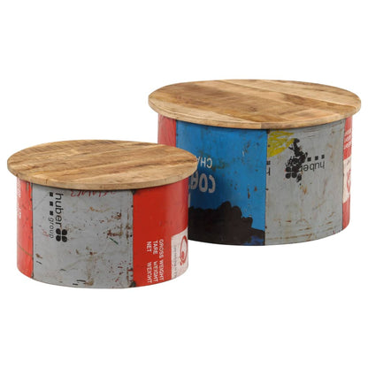Tavolini da Salotto 2 pz in Legno Massello di Mango