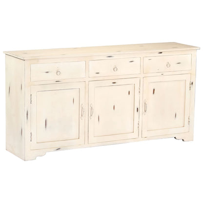 Credenza Bianca 160x40x80 cm Legno Massello di Mango