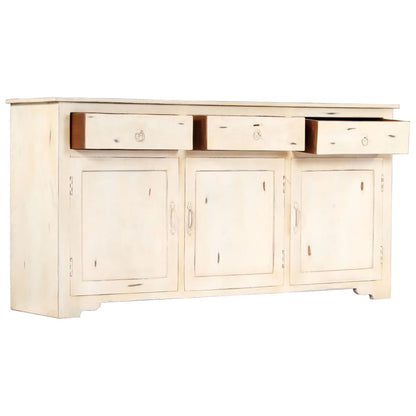 Credenza Bianca 160x40x80 cm Legno Massello di Mango