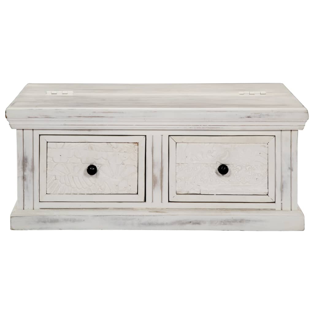 Tavolino da Salotto Bianco 70x70x30 cm Legno Massello di Mango