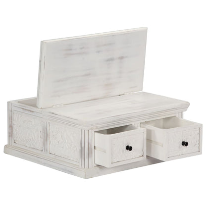 Tavolino da Salotto Bianco 70x70x30 cm Legno Massello di Mango