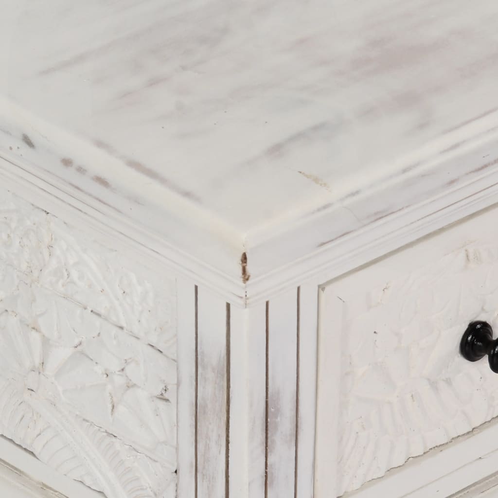 Tavolino da Salotto Bianco 70x70x30 cm Legno Massello di Mango