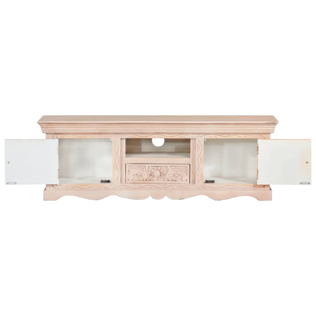 Mobile Porta TV Bianco 120x30x40 cm in Legno Massello di Mango
