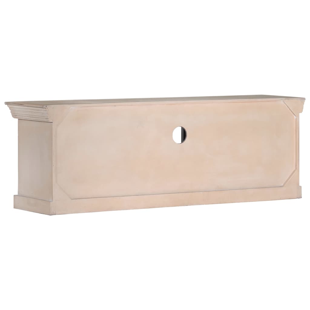 Mobile Porta TV Bianco 120x30x40 cm in Legno Massello di Mango