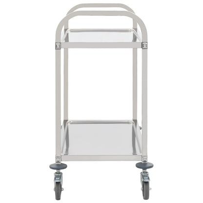 Carrello da Cucina a 2 Livelli 96,5x55x90 cm in Acciaio Inox