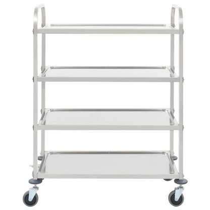 Carrello da Cucina a 4 Livelli 107x55x125 cm in Acciaio Inox