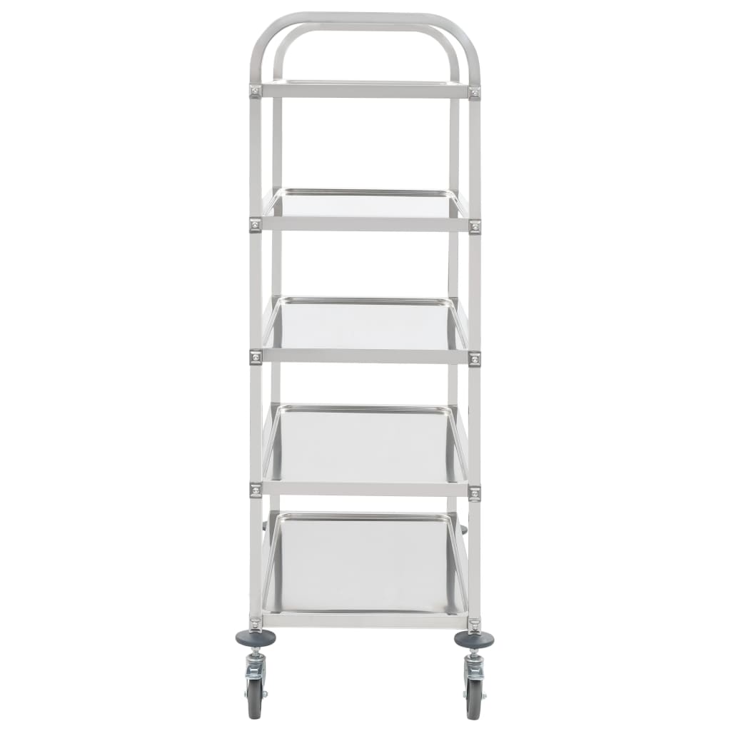 Carrello da Cucina a 5 Livelli 107x55x147 cm in Acciaio Inox