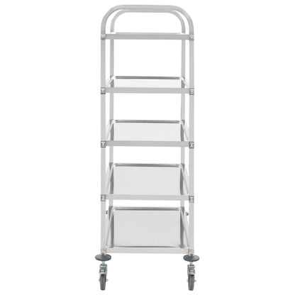 Carrello da Cucina a 5 Livelli 107x55x147 cm in Acciaio Inox