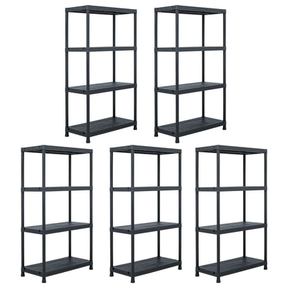 Scaffali 5 pz 60x30x138 cm Nero in Plastica